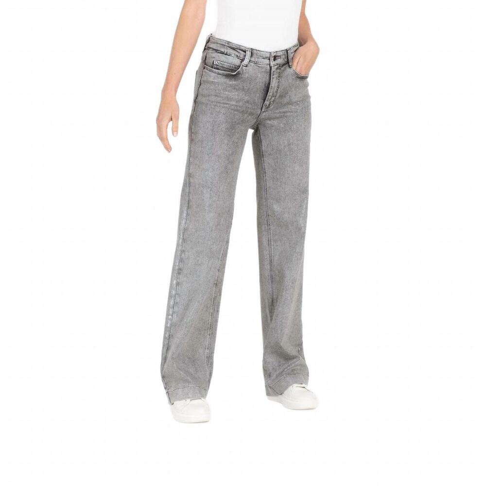 NEW MAC JEANS dream wide leg jeans in silver coated